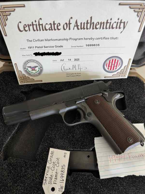 Colt 1911 - CMP - 1944 Frame &amp; Slide
